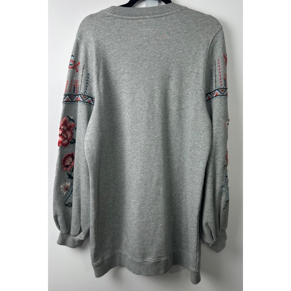 DRIFTWOOD Gray Women’s S Dani Sweatshirt oversized Floral Embroidery Boho A24 - Picture 4 of 6
